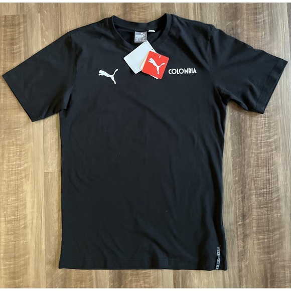 Puma Shirt Mens Medium Black Colombia Soccer Football Graphic T-Shirt New Tags - Picture 1 of 5